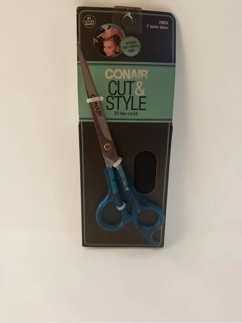 Conair Cut & Style 7” Blue Barber Shears with Haircut Cape